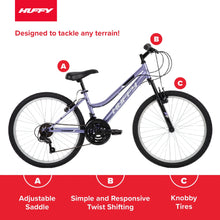 Load image into Gallery viewer, Huffy 24" Rock Creek Mountain Bike, Fits Riders 4'8" - 5'8", Purple, Adult, Women'S