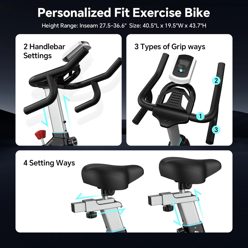 Pooboo Professional Indoor Cycling Bike Stationary Exercise Bikes Home Cardio Workout Bicycle Machine 350 lb Flywheel Weight 40 lb
