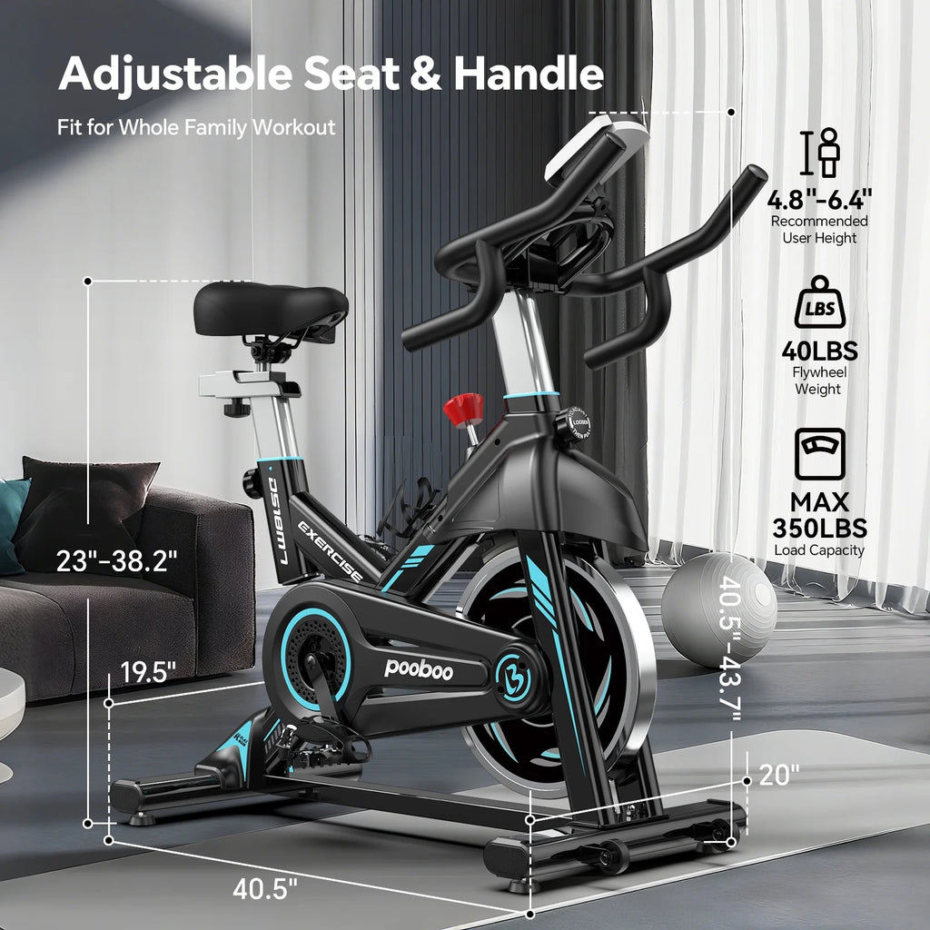 Pooboo Professional Indoor Cycling Bike Stationary Exercise Bikes Home Cardio Workout Bicycle Machine 350 lb Flywheel Weight 40 lb
