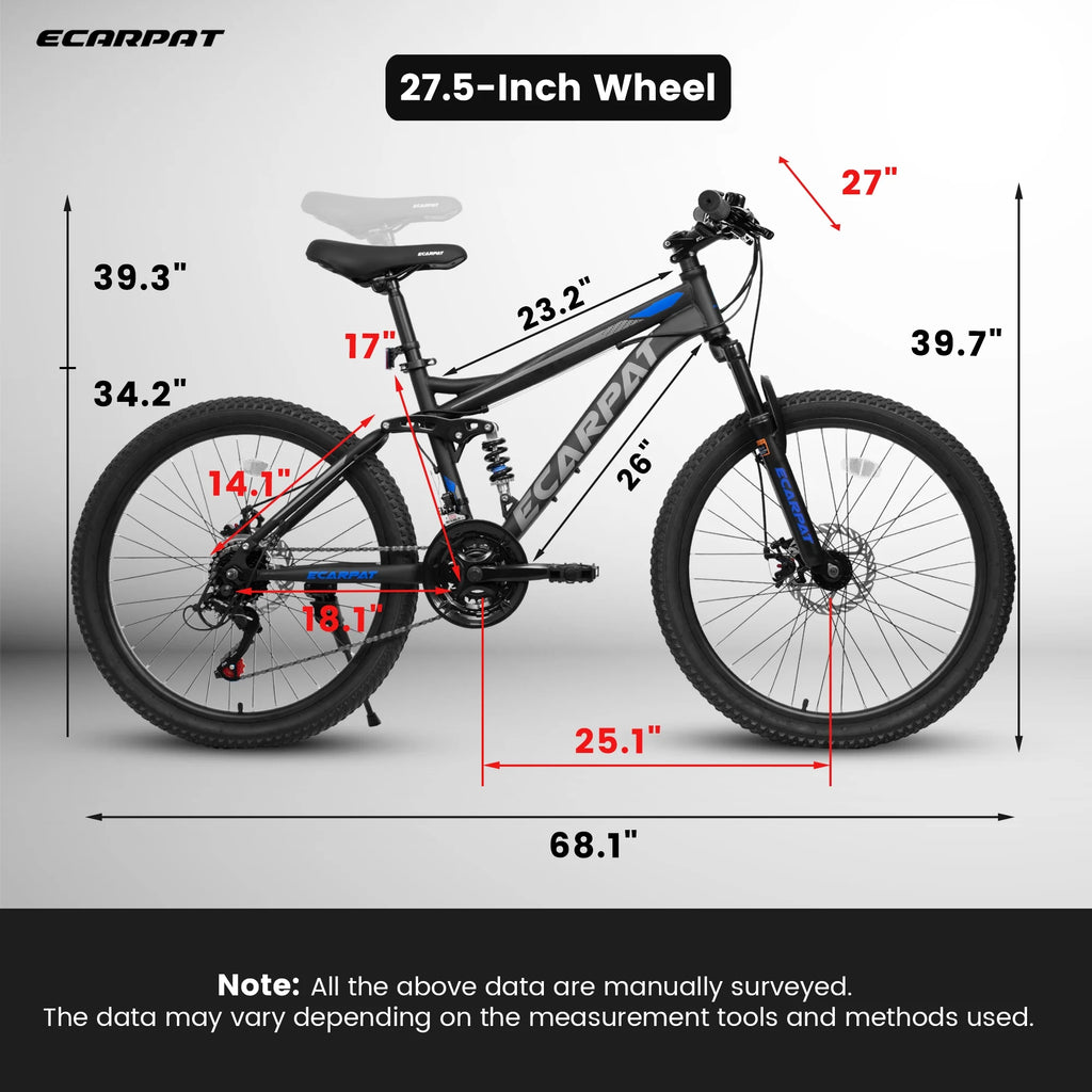 27.5 - Inch Mountain Bike for Adults | 21 - Speed Trail & City Bicycle with Disc Brakes | Gray