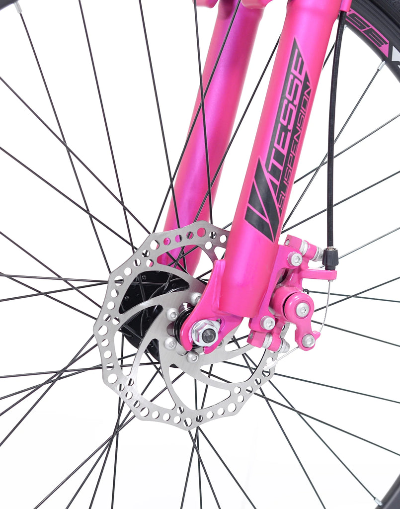 Kent Genesis Maeve Mountain Bike, 26" Wheels, Adults Ages 13+, Black and Pink