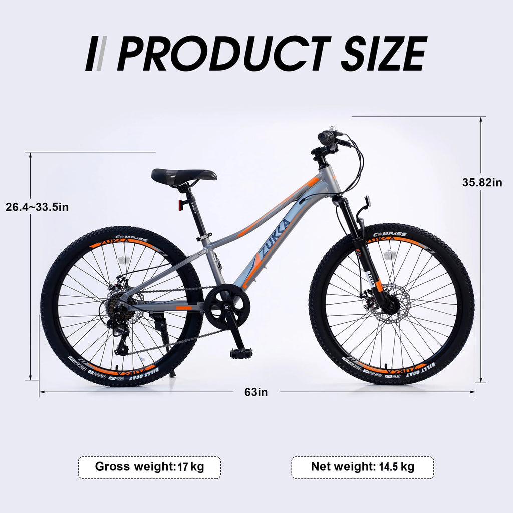 Meghna 24 in Mountain Bike Aluminum Alloy Frame 7 Speed Bicycle for Unisex Students