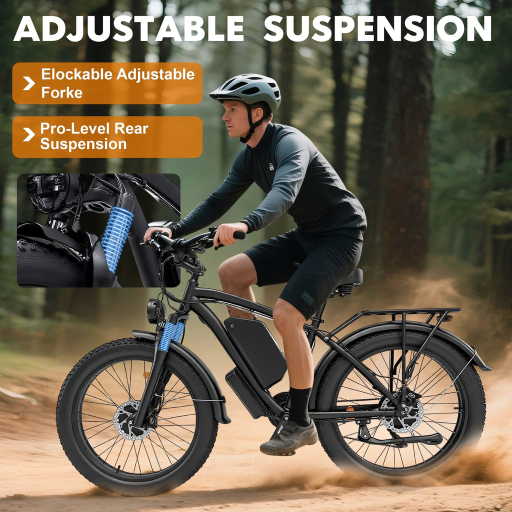 Electric Fat Tire Bike for Adults, 6000W Dual Motor Ebike, Max 50MPH 26"x4.0 Off - Road Mountain Electric Bicycle, 60V 25AH, UL2849